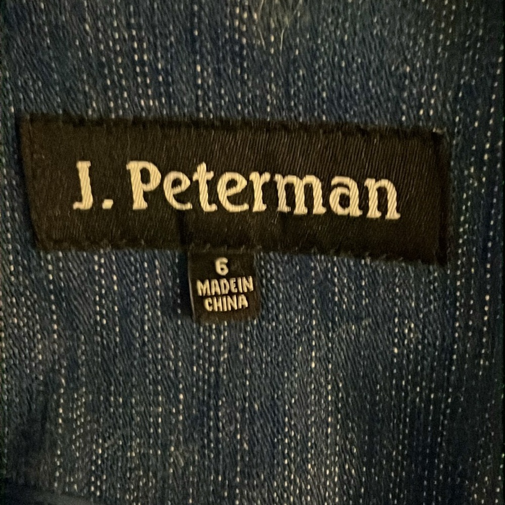 Vintage J. Peterman "Almost Newtonian" Denim Blazer Jacket Pockets Sz 6 - Picture 8 of 10